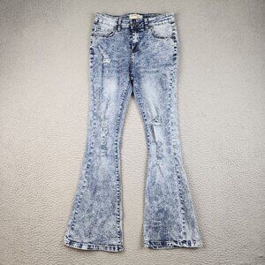 Vintage Slim Thigh Fit Flared Leg Low Rise Distressed Jeans Junior Size 5/27